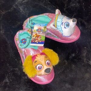 Paw Patrol Kids House Slippers Sz 11/12 Girls Pink NEW